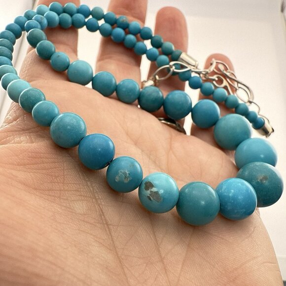 Jay King Necklace Turquoise Blue Graduated Round Sphere Sterling Silver DTR 925 - Picture 7 of 8
